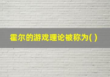 霍尔的游戏理论被称为( )